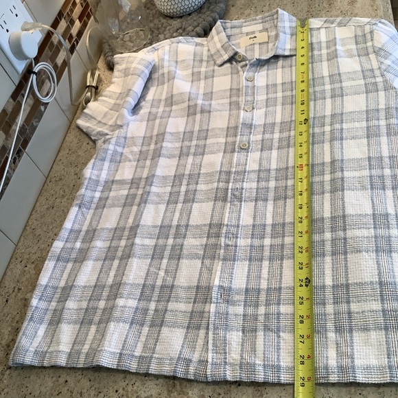 Folk Gray and White Button Down Shirt Linen Blend Size XL - Picture 6 of 7